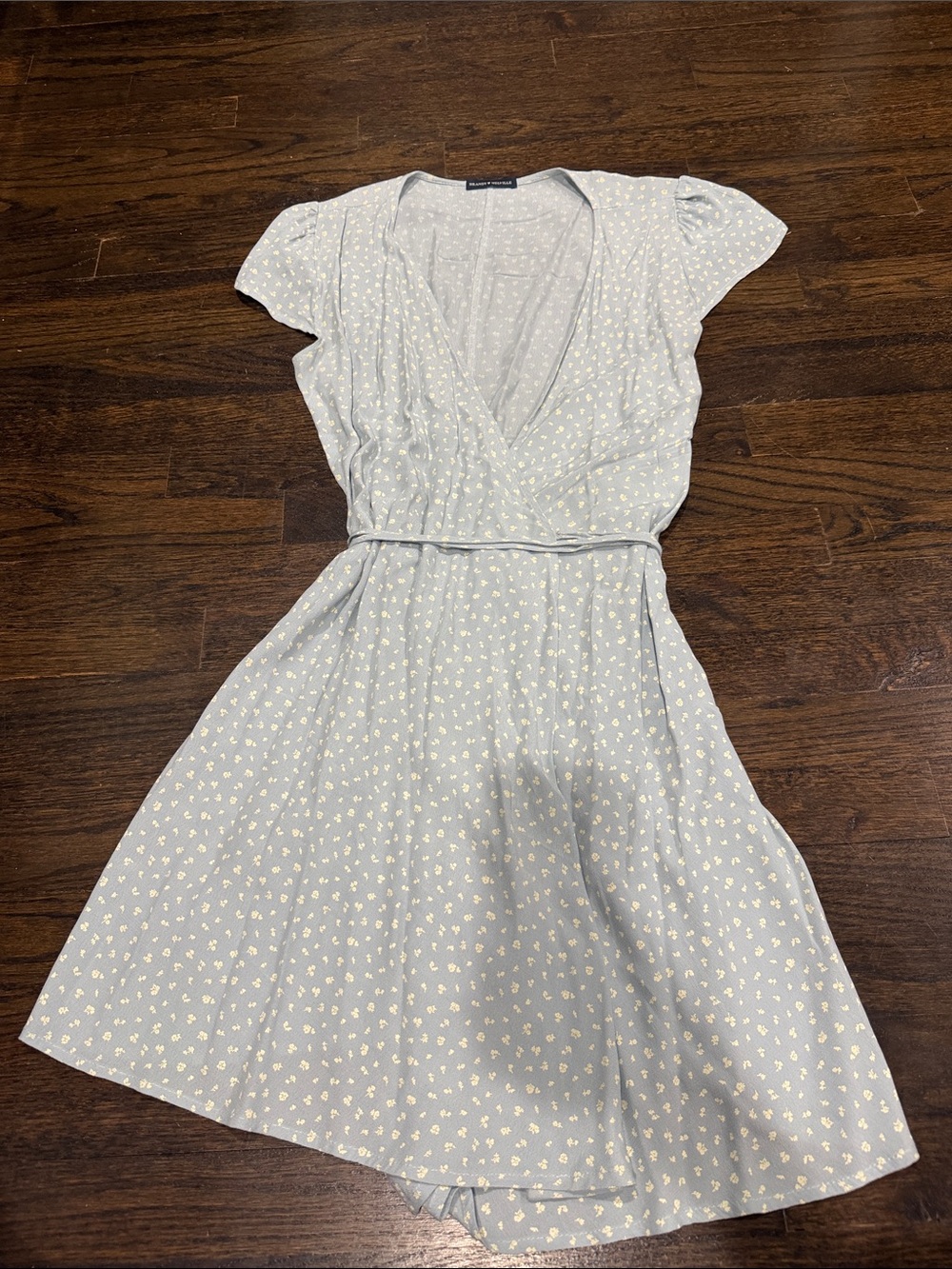 Brandy Melville Light Blue Floral Wrap-Style Women's Dress size small
